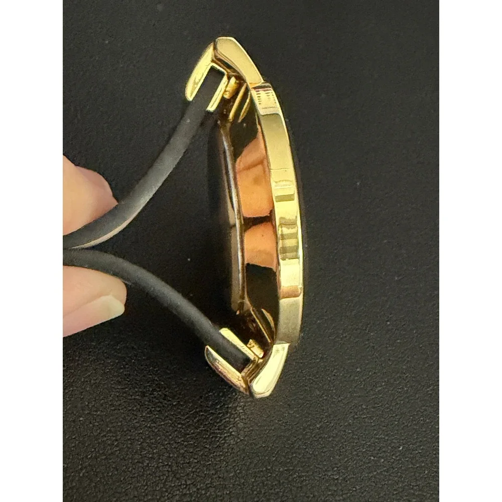 Nine West Watch Womens Black Gold Tone Floral